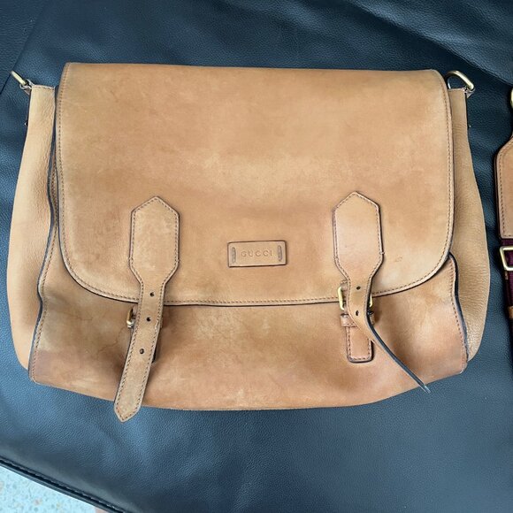 Gucci Leather Tan Messenger Bag - Picture 1 of 9